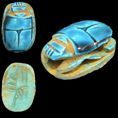 ANCIENT EGYPTIAN GLAZED SCARAB BEAD SEAL WITH HIEROGLYPHICS 664 332