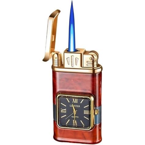 Briquet Jet Avec Montre Briquet Gaz Cadran Coupe Vent Portable