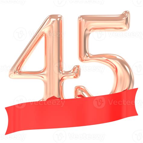 Feliz Aniversário 45 Anos 3d Renderização 45496594 Png