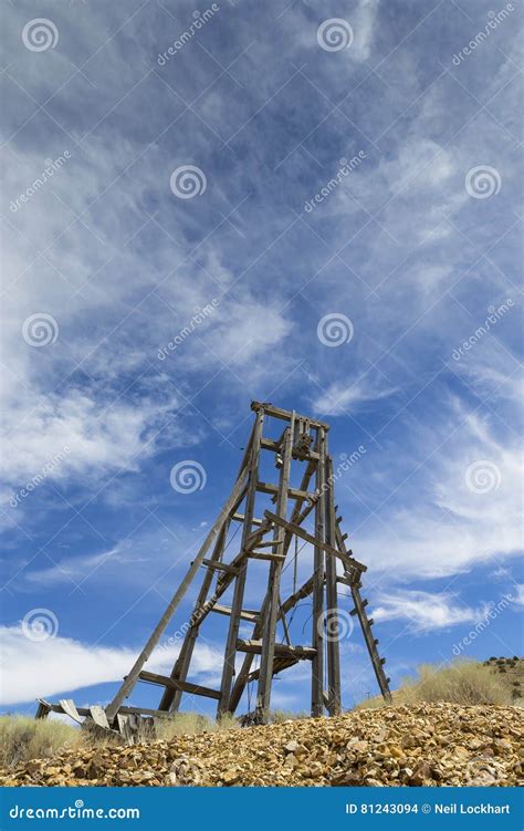 Old Gold Mining Head Frame Lift In Nevada Stock Photo Image Of