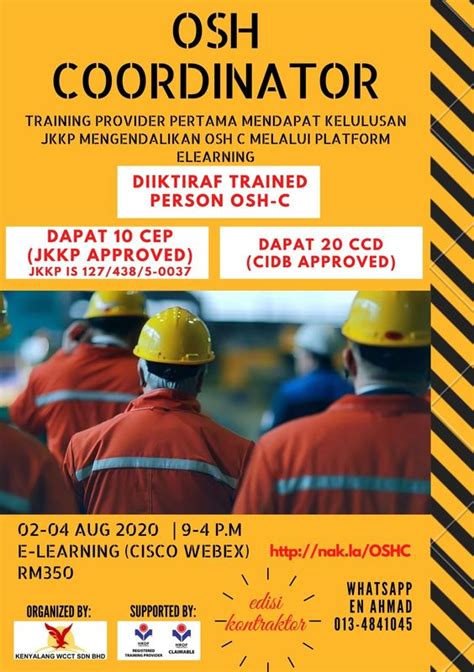 Osh C Occupational Safety Health Coordinator Trained Person Program By Jkkp