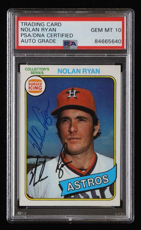 Nolan Ryan Signed 1980 Burger King Pitch Hit Run 9 PSA