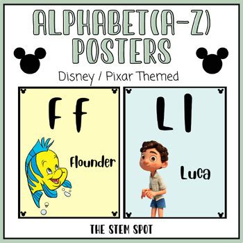 Disney Pixar Alphabet A-Z Classroom Decor Posters Display by The STEM Spot