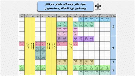 جدول پخش برنامه‌های تبلیغاتی نامزد‌های چهاردهمین دوره انتخابات ریاست جمهوری