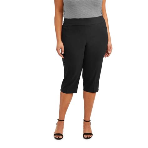 Terra And Sky Terra And Sky Womens Plus Size Stretch Woven Capri Pant With Tummy Control