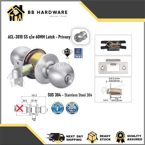 Armor Cylindrical Door Knob Lock Set ACL 3000 SIRIM SUS304 Backset