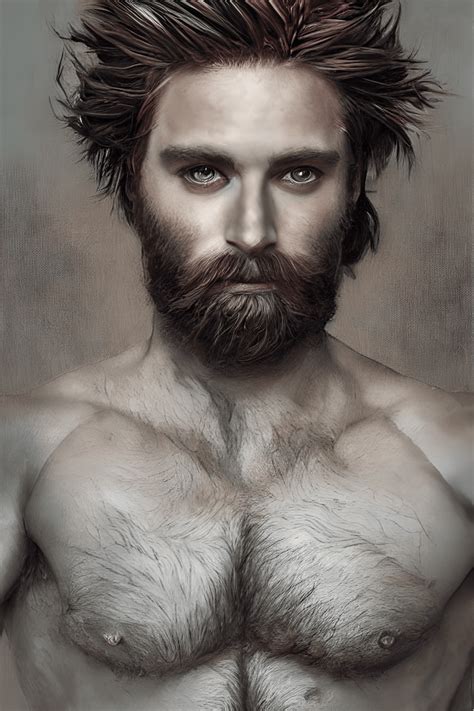 K Hyper Detailed Oil Painting Of A Stunning Bearded Gay Man With A