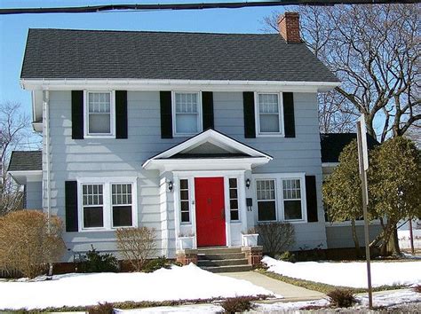 Gray House Red Door Light Blue Houses Gray House Exterior Red Door