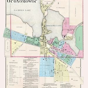 Town Map Of Oconomowoc Waukesha County Wisconsin Etsy