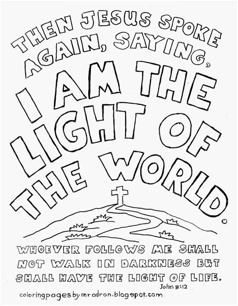 Coloring Pages for Kids by Mr. Adron: I Am The Light Of The World ...