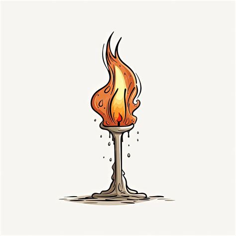 Premium AI Image | an old flame burning candle drawing on a flat ...