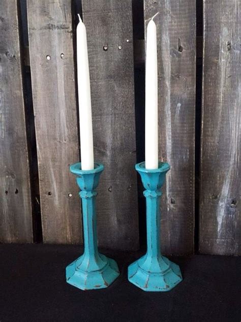 Teal Candle Holders Vintage Boho Rustic Eco Friendly Upcycled Etsy Teal Candle Holders