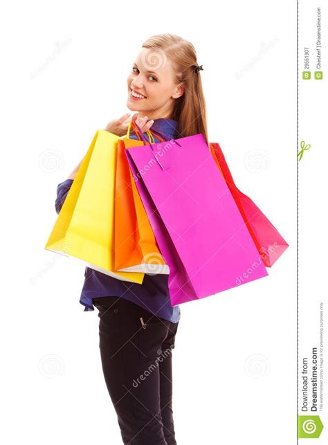 Mulher Que Guardara Sacos De Compras Imagem De Stock Imagem De