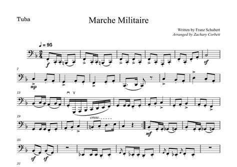 Marche Militaire Arr Zachary Corbett By Franz Schubert Sheet Music