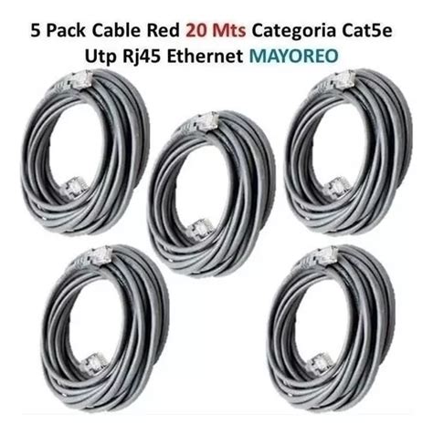 5 Pack Cable Red 20 Mts Categoria Cat5 Utp Rj45 Ethernet Int Meses