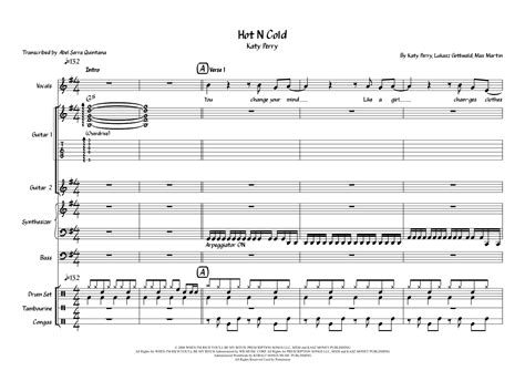 Hot N Cold Arr Abel Serra Quintana By Katy Perry Sheet Music For