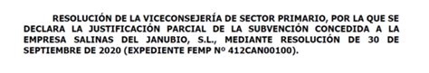 Resolución de justificación de la subvención para la anualidad 2021