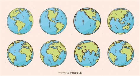 Baixar Vetor De Pacote De Ilustração Do Planeta Terra Globo