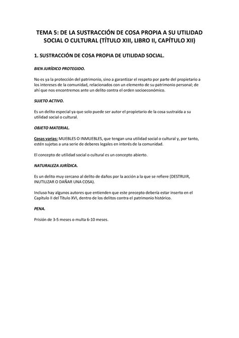 TEMA 5 Apuntes TEMA 5 DE LA SUSTRACCIN DE COSA PROPIA A SU