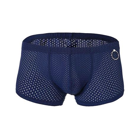 Xysaqa Mens Underwear Sexy Breathable Mesh Boxers Briefs Low Waist Lingerie Shorts Comfort
