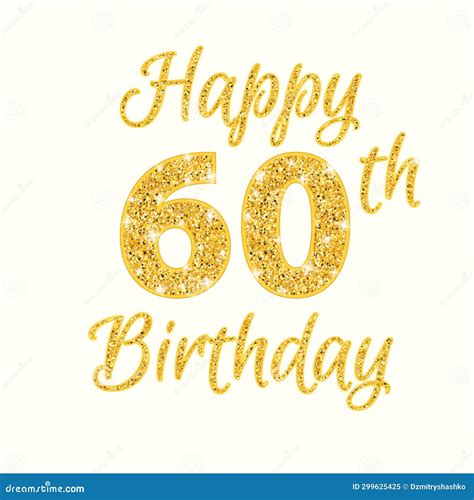 Happy Birthday 60th Glitter Greeting Card Stock Vector Illustration