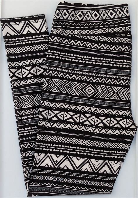 Tc Lularoe Tall And Curvy Leggings Black White Aztec Southwest Tribal