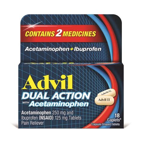 Advil Dual Action Coated Caplets With Acetaminophen 250 Mg Ibuprofen