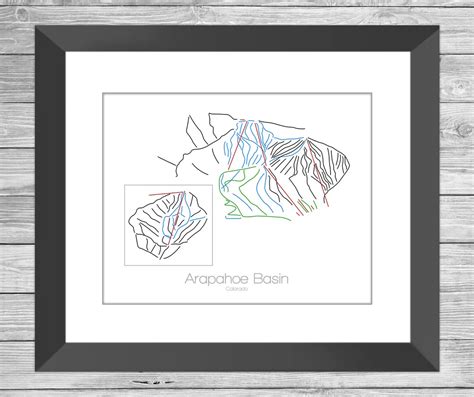 Arapahoe Basin Colorado Art Ski Map Mountain Décor Ski Gift Colorado ...