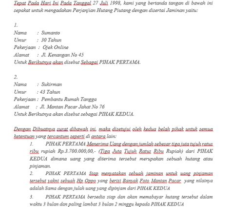 Ini Dia Contoh Surat Perjanjian Hutang Dengan Jaminan Yang Benar Terbaru