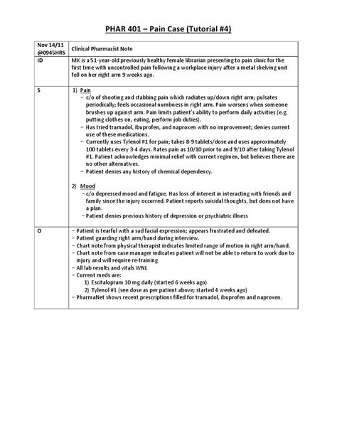 Pain Case Soap Note 2011 Pain Management Peripheral Neuropathy