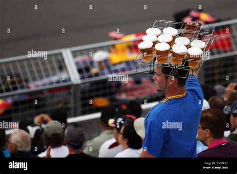 Red Bull Racing Rb8 Passes A Beer Seller In Grandstand Hi Res Stock