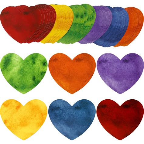 Buy 48 Pcs Paper Hearts Cutouts Heart Shaped Cutouts Assorted Color Heart Accent For Crafts