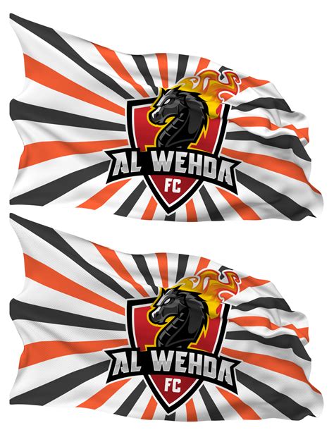 Al Wehda Football Club Flag Waves Isolated In Plain And Bump Texture