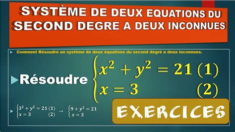 Exercices Sur Les Syst Mes De Deux Quations Du Second Degr A Deux