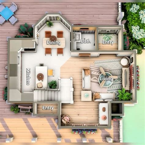 Credit To Honeymaysims On Insta The Sims Beach House Design Sims