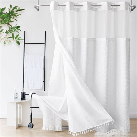 Latitude Run® Texture Tassels Shower Curtain With Snap In Liner No Hooks Required And Reviews