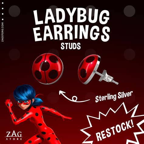 Miraculous Ladybug Earrings Studs Zag Store Europe