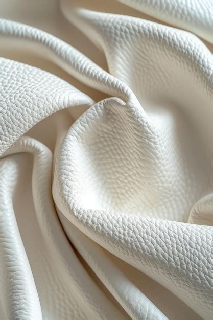 White Leather Material Draped Elegantly Over Surface In Bright Light