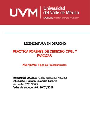 Lista DE Cotejo 3 Practica Forence Derecho Civil Y Familiar UVM