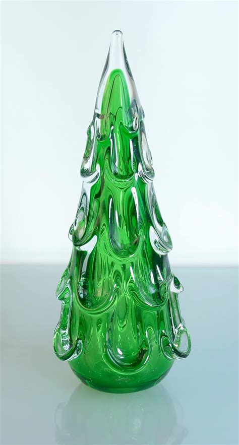 Amazon.com: Blown Art Glass Christmas Tree in Green, 11.5 Inches High ...