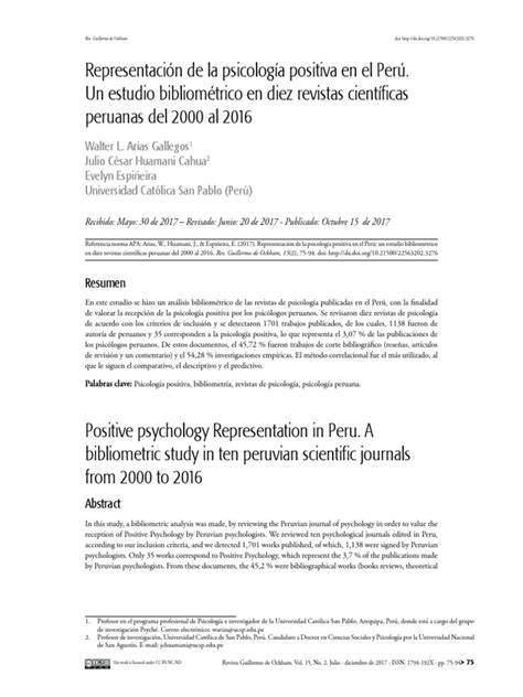 Representación De La Psicología Positiva En El Perú Descargar Gratis Pdf Psicologia Positiva