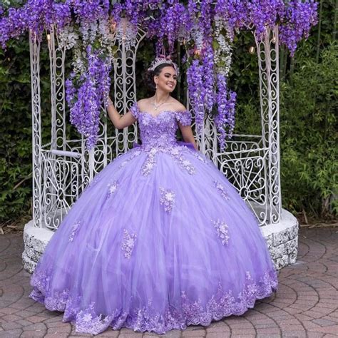 Angelsbridep Lavender D Flower Quinceanera Dresses With Big Bow