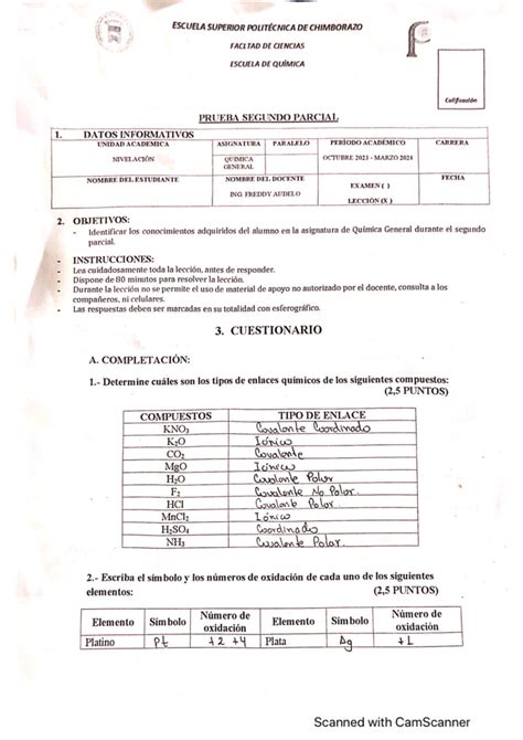 Prueba Segundo Parcial Quimica Quimica Organica Studocu