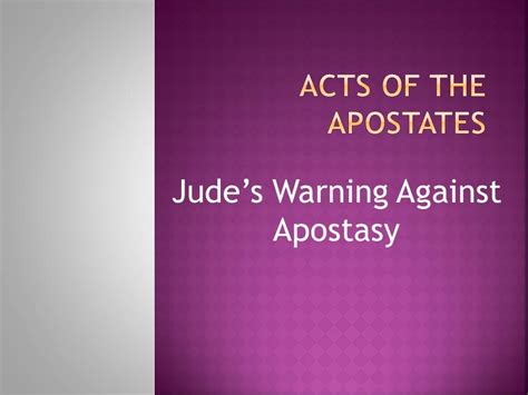 Judes Warning Against Apostasy Youtube