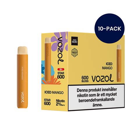 Vozol 600 Mango Ice Engångs Vape 20mg 10 Pack