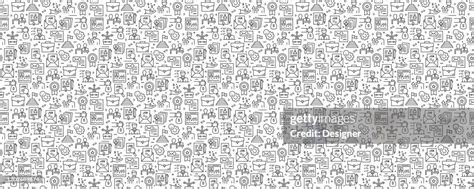 Job And Resume Seamless Pattern And Background With Line Icons High Res