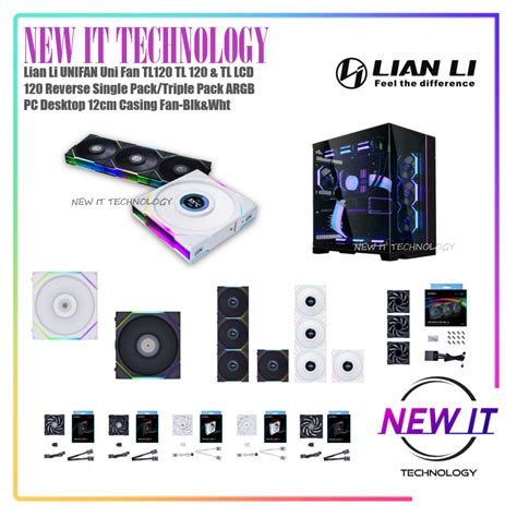 Lian Li UNIFAN Uni Fan TL120 TL 120 TL LCD 120 Reverse Single Pack