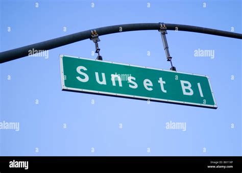 Famous Sunset Blvd Sign In Beverly Hills Los Angeles California Stock