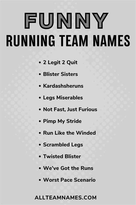 Funny Running Team Names List Running Team Names Funny Team Names