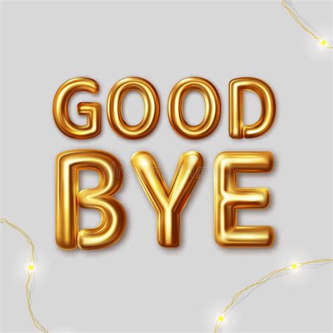 Goodbye Vector Inscription Gold Letters On A Gray Background Stock